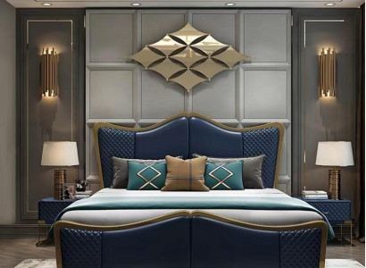 Schlafzimmer Set Designer Luxus Gruppe Garnitur Bett 2x Nachttisch 3 tlg Neu